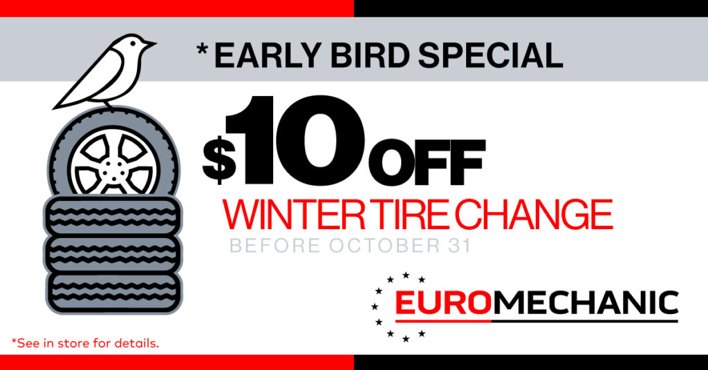 Early Bird Special – $10 Off Winter Tire Change
